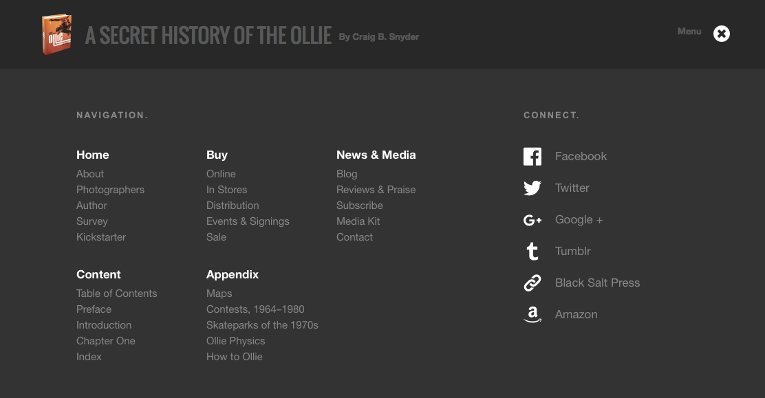 Ollie book old site menu